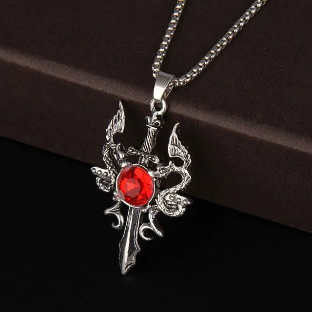 COLLIER COEUR DE DRAGON (ACIER) - Viking Héritage