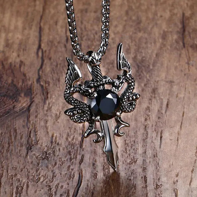 COLLIER COEUR DE DRAGON (ACIER) - Viking Héritage