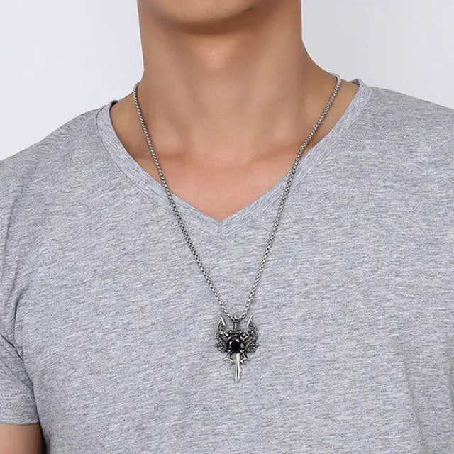 COLLIER COEUR DE DRAGON (ACIER) - Viking Héritage