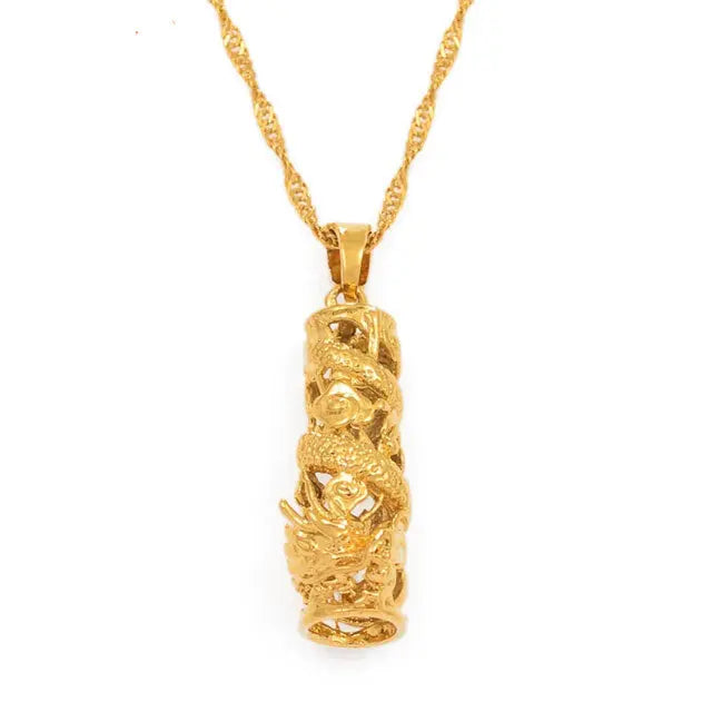 COLLIER DRAGON DORÉ (ACIER) - Viking Héritage