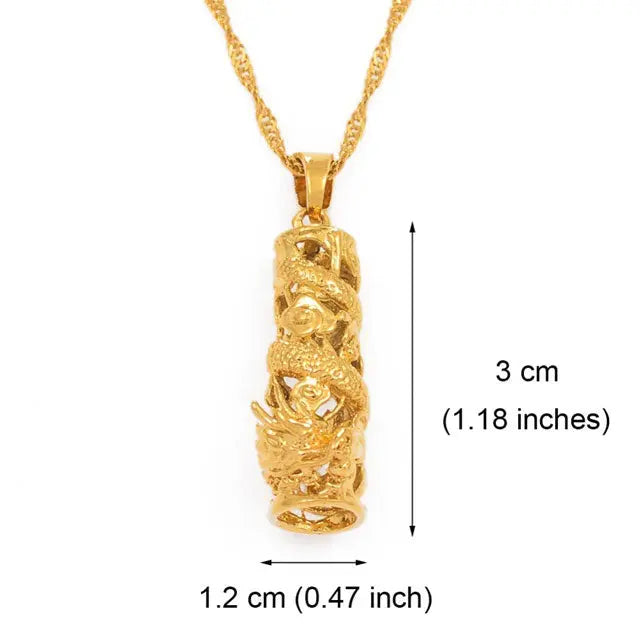 COLLIER DRAGON DORÉ (ACIER) - Viking Héritage