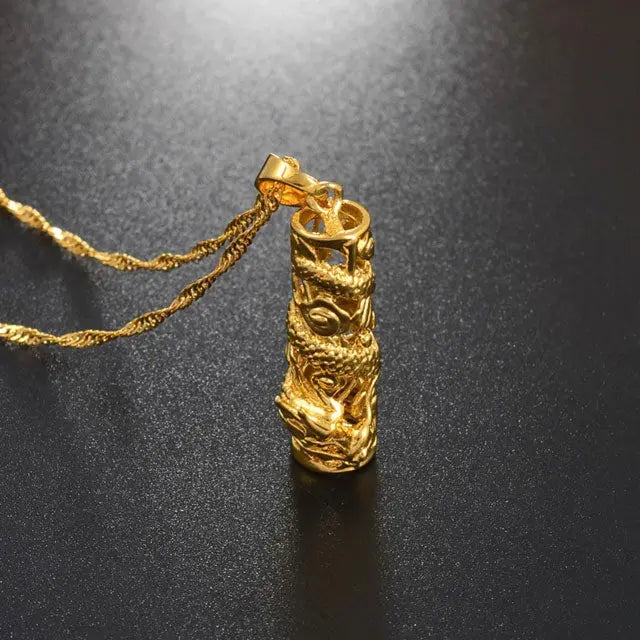 COLLIER DRAGON DORÉ (ACIER) - Viking Héritage