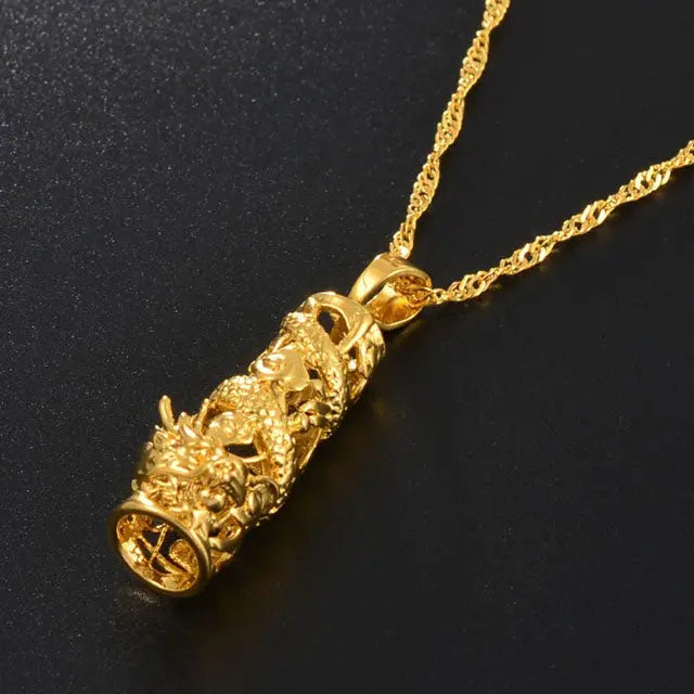 COLLIER DRAGON DORÉ (ACIER) - Viking Héritage