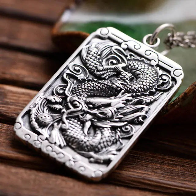 COLLIER DRAGON EN ARGENT - Viking Héritage