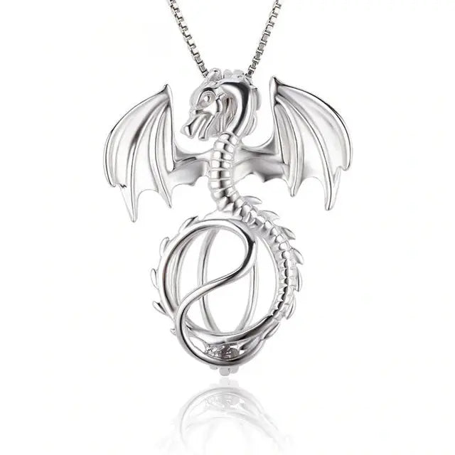 COLLIER DRAGON POUR FEMME (ARGENT) - Viking Héritage