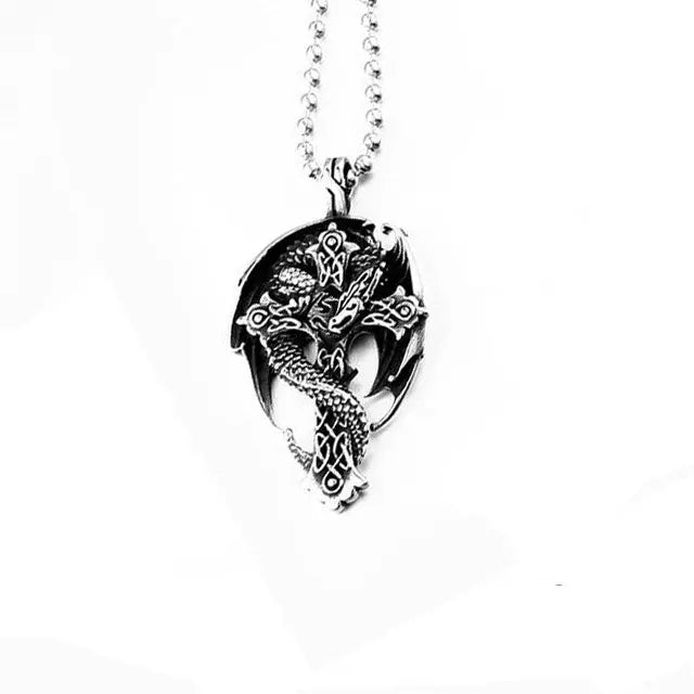 COLLIER DRAGON SCANDINAVE (ACIER) - Viking Héritage