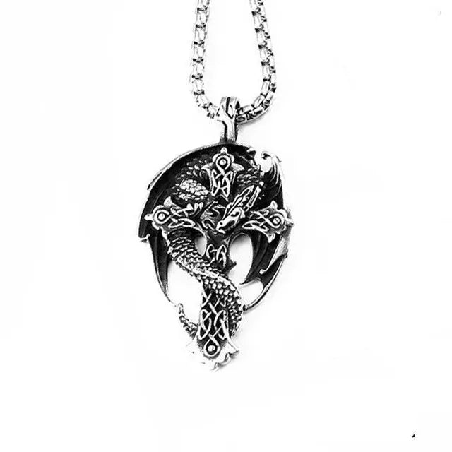 COLLIER DRAGON SCANDINAVE (ACIER) - Viking Héritage
