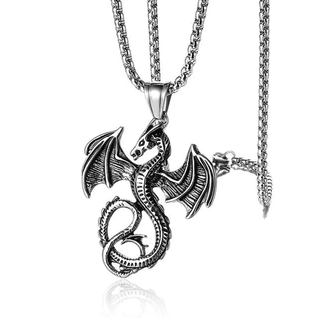 COLLIER DRAGON VIKING FAFNIR (ACIER) - Viking Héritage