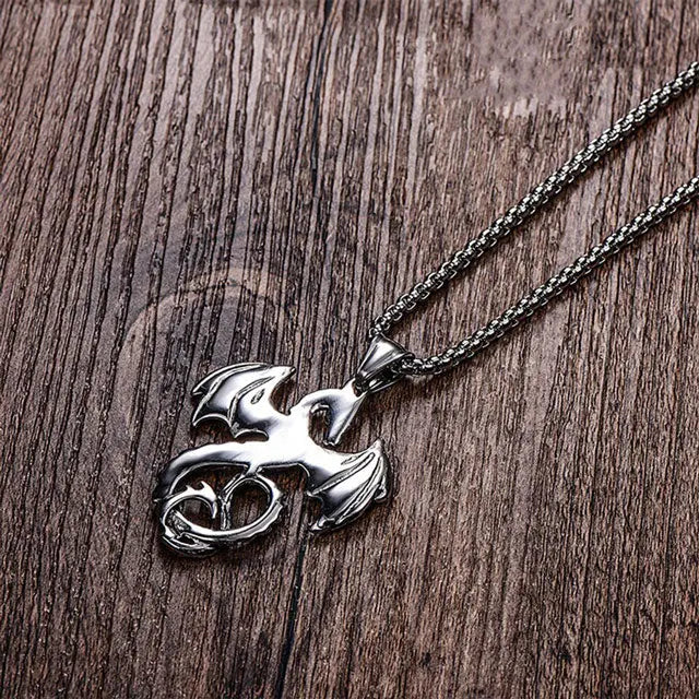 COLLIER DRAGON VIKING FAFNIR (ACIER) - Viking Héritage