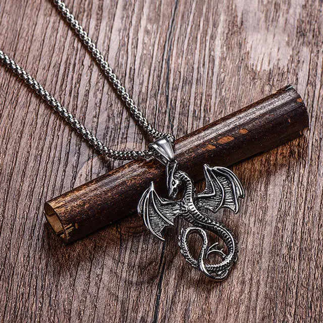 COLLIER DRAGON VIKING FAFNIR (ACIER) - Viking Héritage