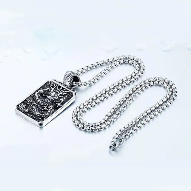 COLLIER ESPRIT DU DRAGON FAFNIR (ACIER) - Viking Héritage