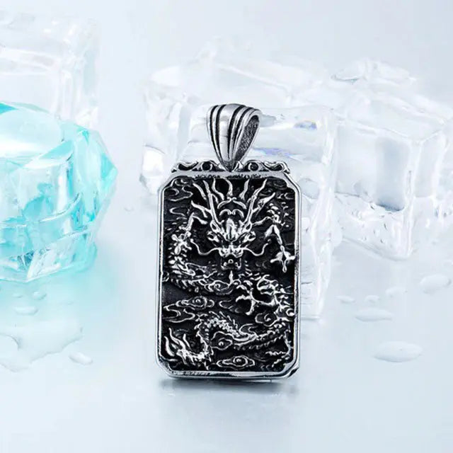 COLLIER ESPRIT DU DRAGON FAFNIR (ACIER) - Viking Héritage