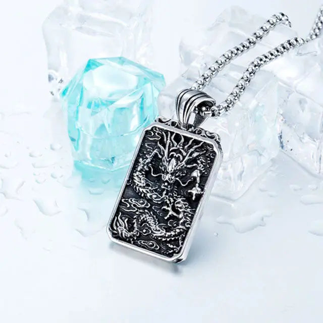 COLLIER ESPRIT DU DRAGON FAFNIR (ACIER) - Viking Héritage