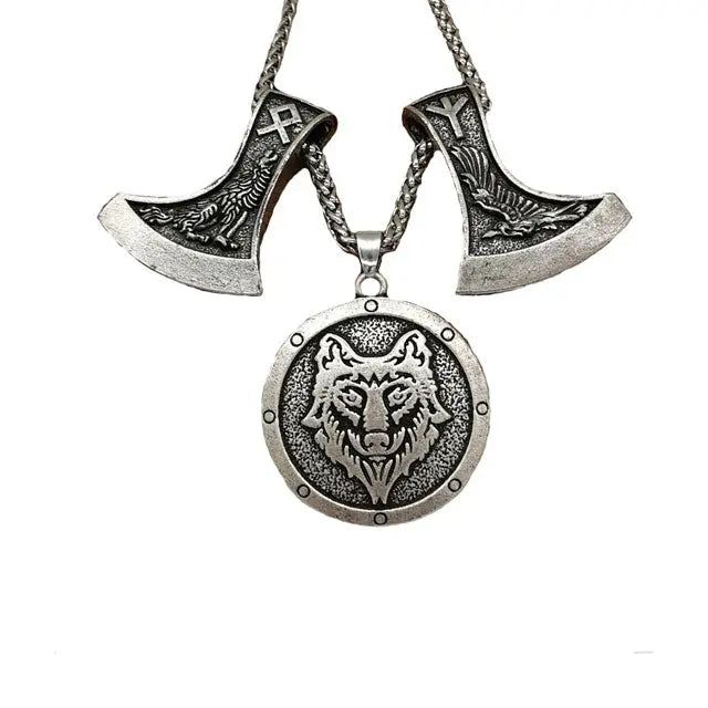 COLLIER LOUP FENRIR - HACHE VIKING - Viking Héritage