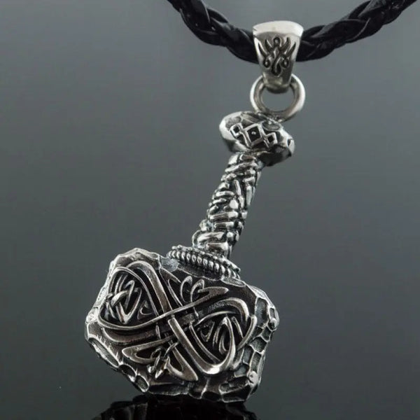 Pendentif Style Biker Marteau De Thor Avec Corne à Boire - Chaîne Inox, Neuf Avec étiquettes, Unisexe