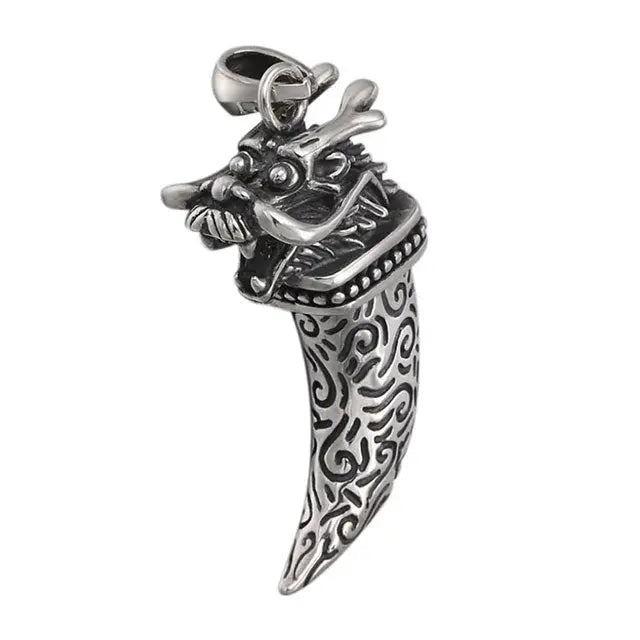 COLLIER TÊTE DE DRAGON VIKING (ARGENT) - Viking Héritage