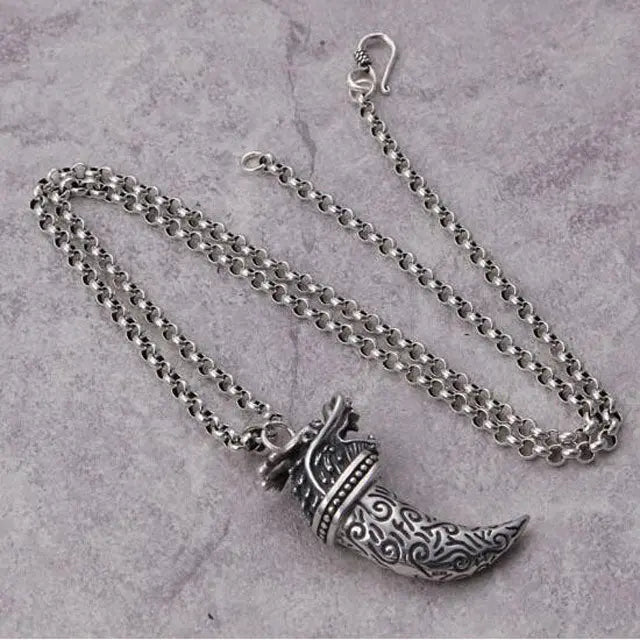 COLLIER TÊTE DE DRAGON VIKING (ARGENT) - Viking Héritage