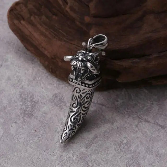 COLLIER TÊTE DE DRAGON VIKING (ARGENT) - Viking Héritage
