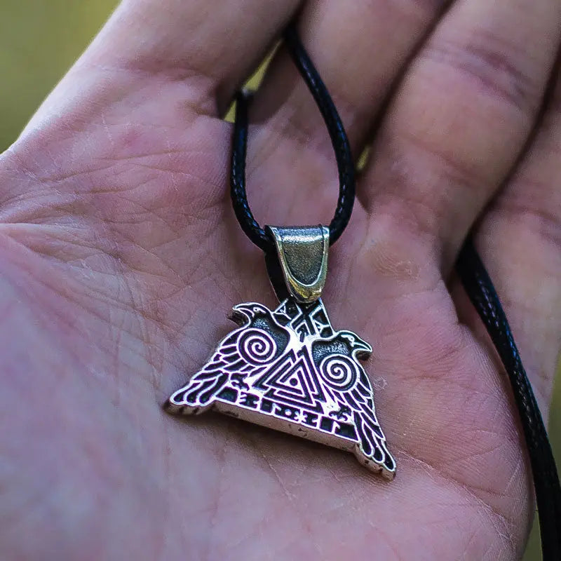 COLLIER VIKING HUGIN ET MUNIN EN ARGENT STERLING .925 - Viking Héritage