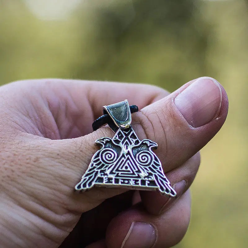 COLLIER VIKING HUGIN ET MUNIN EN ARGENT STERLING .925 - Viking Héritage