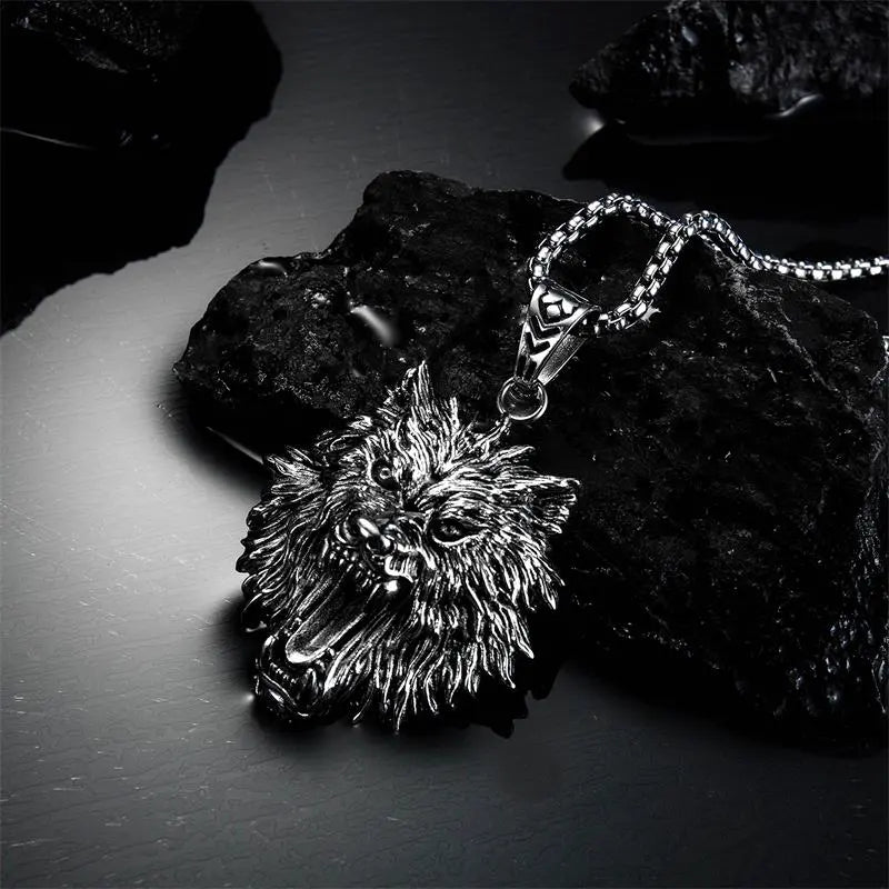 COLLIER VIKING TÊTE DE LOUP FENRIR - Viking Héritage