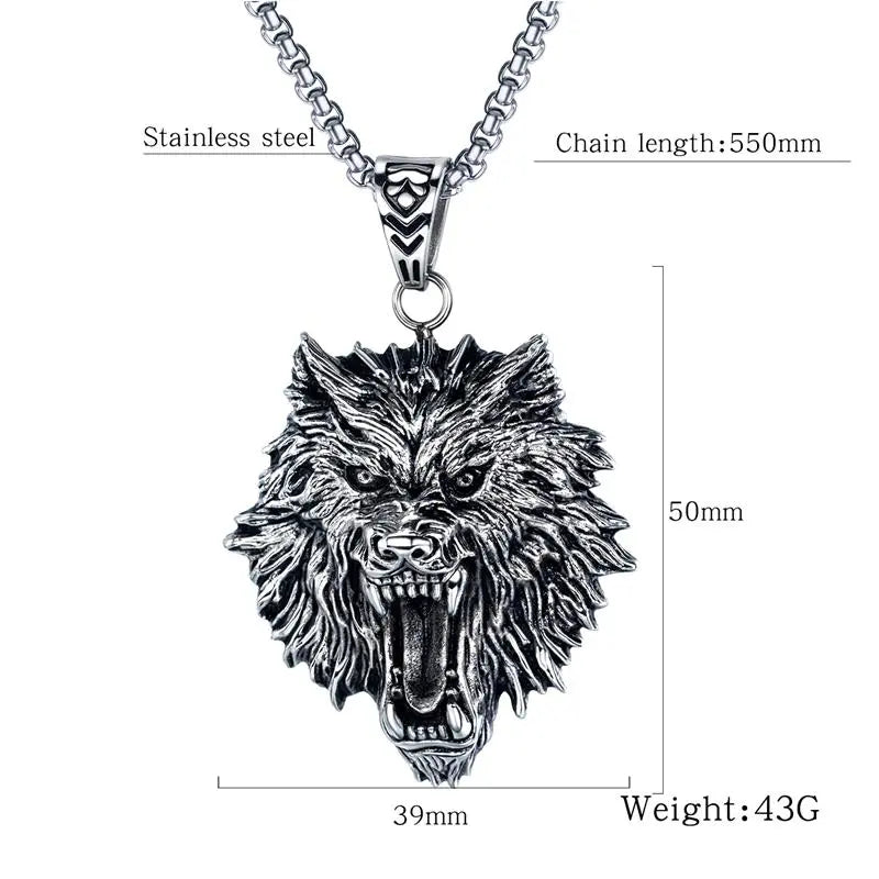 COLLIER VIKING TÊTE DE LOUP FENRIR - Viking Héritage