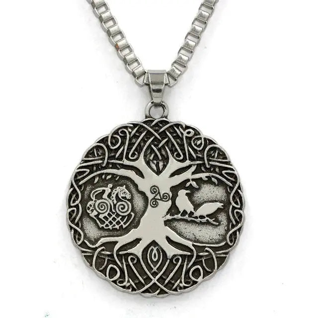 Collier Viking En Argent 925 - Pendentif Loup Ou Vegvisir - Bijoux Mythologie Nordique Pour Homme Et Femme