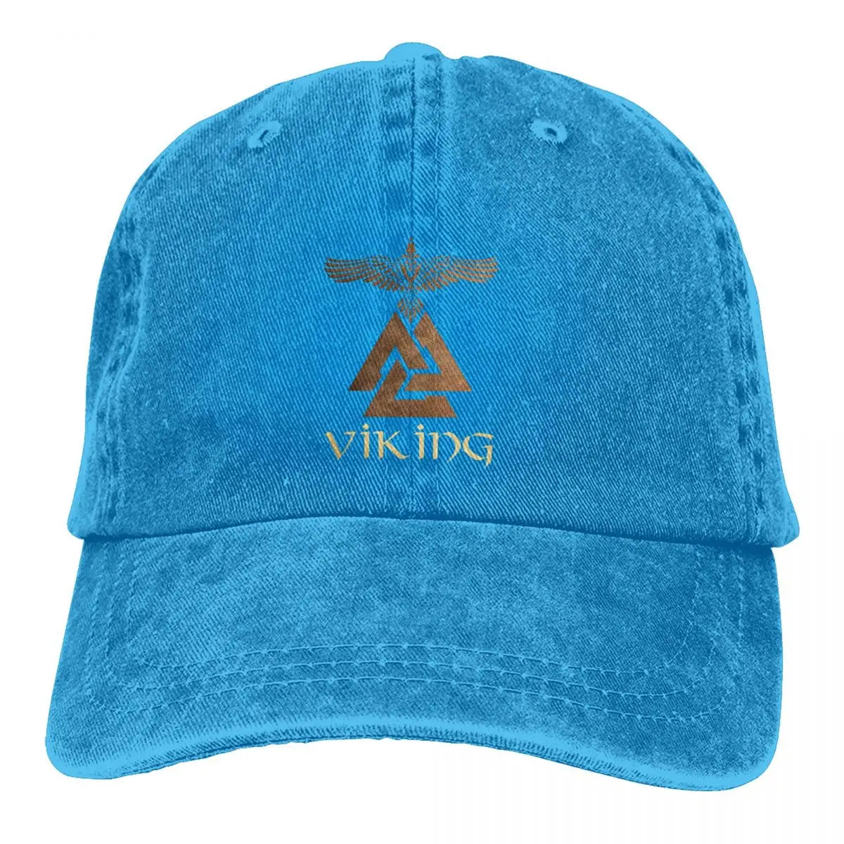 Casquette Viking Valknut en jean délavé bleue