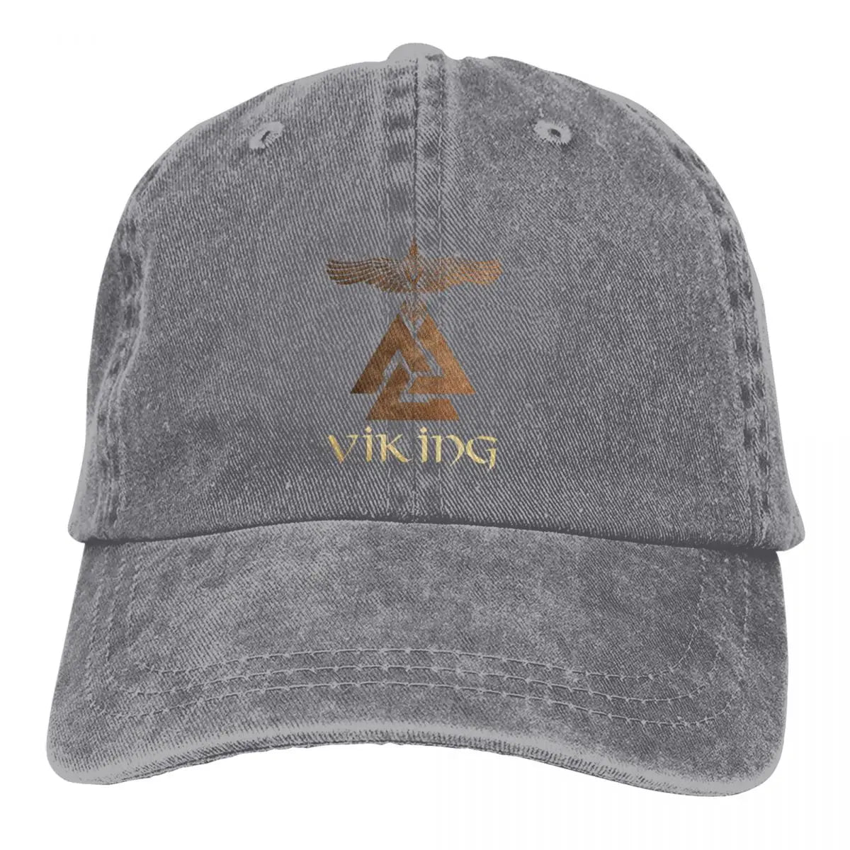 Casquette Viking Valknut en jean délavé grise