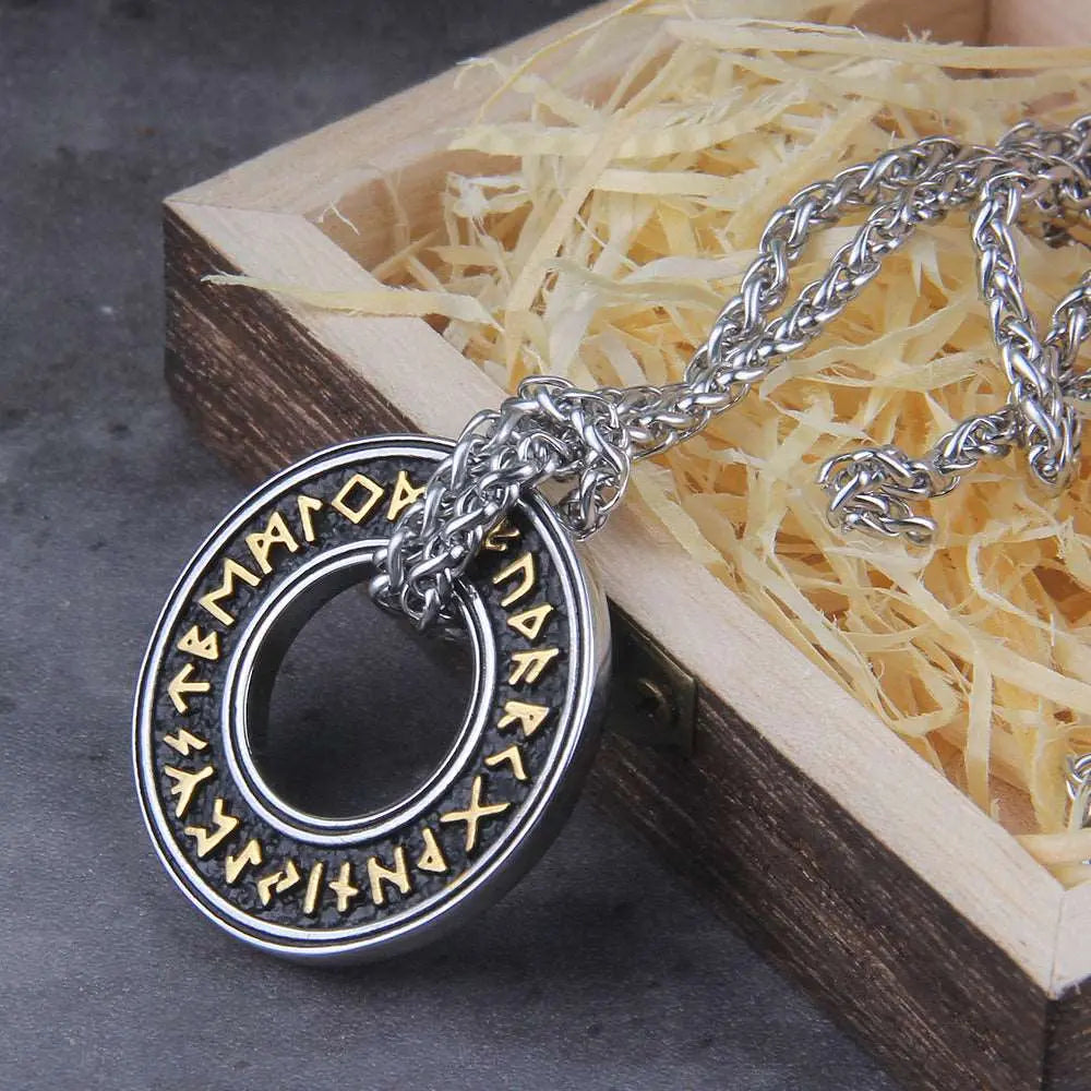 Collier Anneau Runique - Viking Héritage
