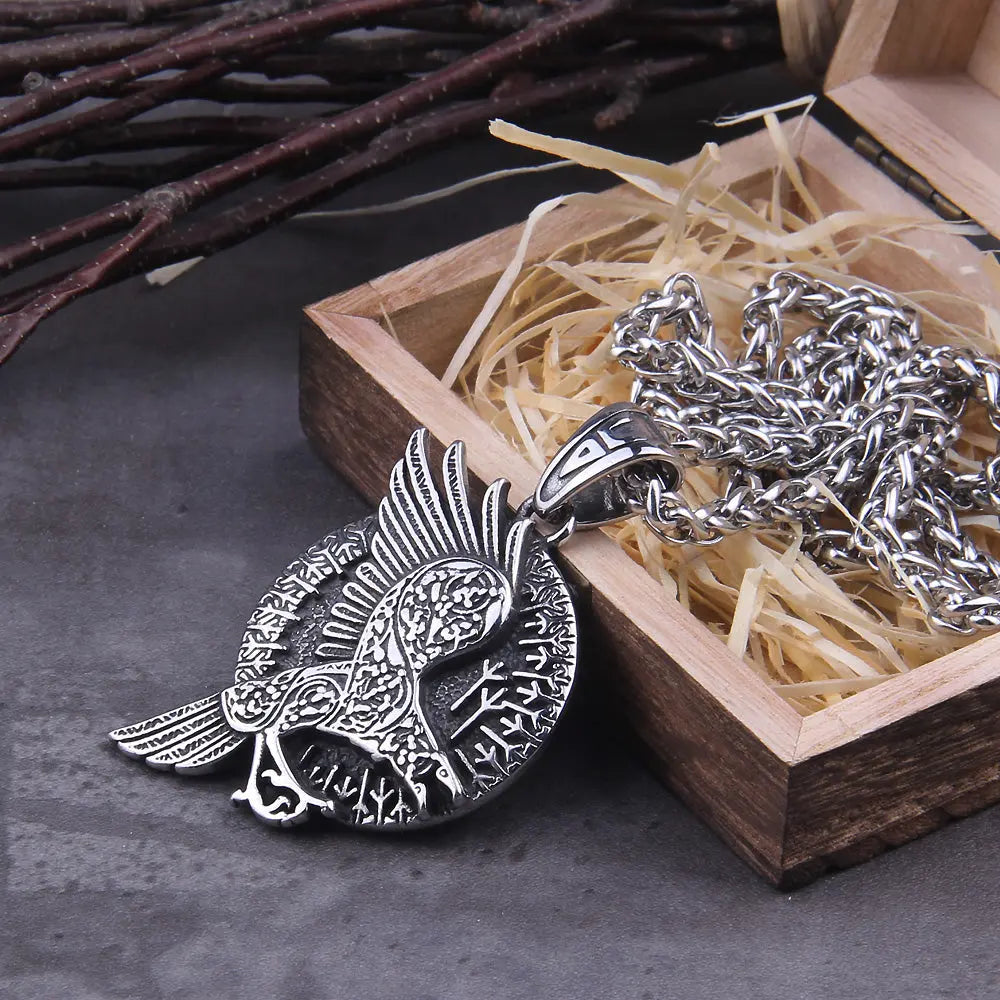 Collier Corbeau Hugin - Viking Héritage