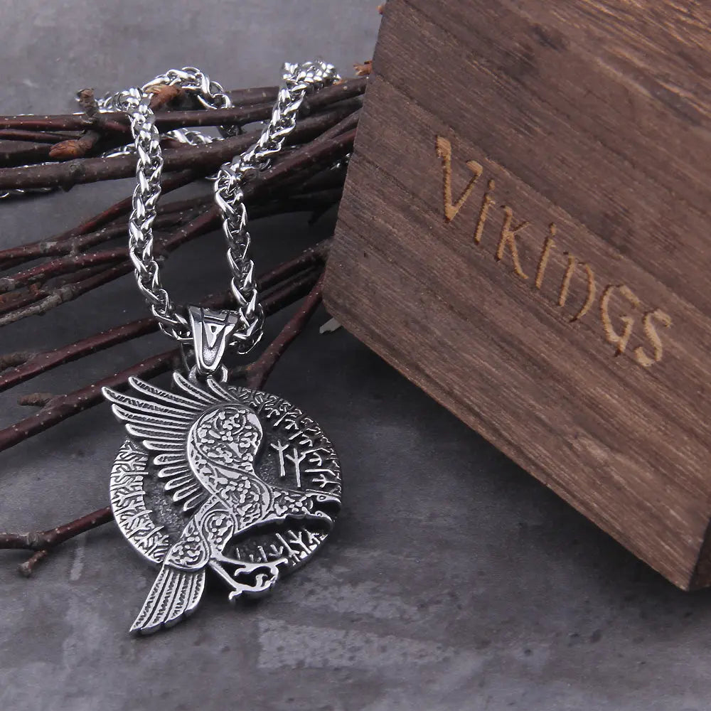 Collier Corbeau Hugin - Viking Héritage