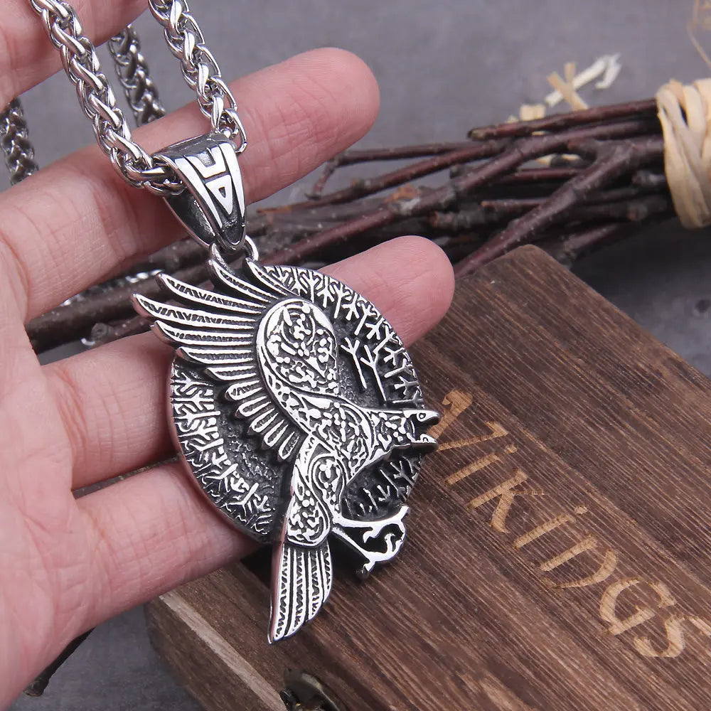 Collier Corbeau Hugin - Viking Héritage
