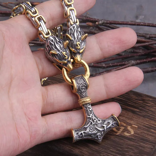 Collier Mjolnir Or et Argent - Viking Héritage