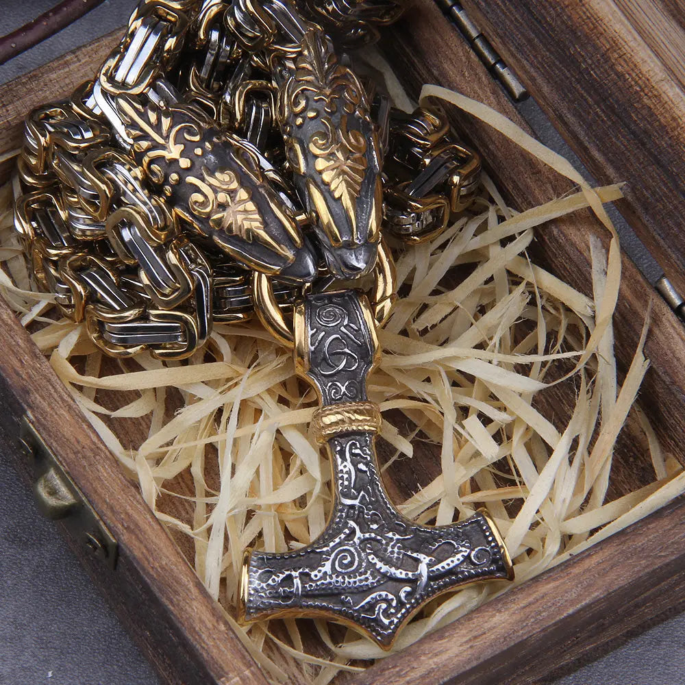 Collier Mjolnir Or et Argent - Viking Héritage
