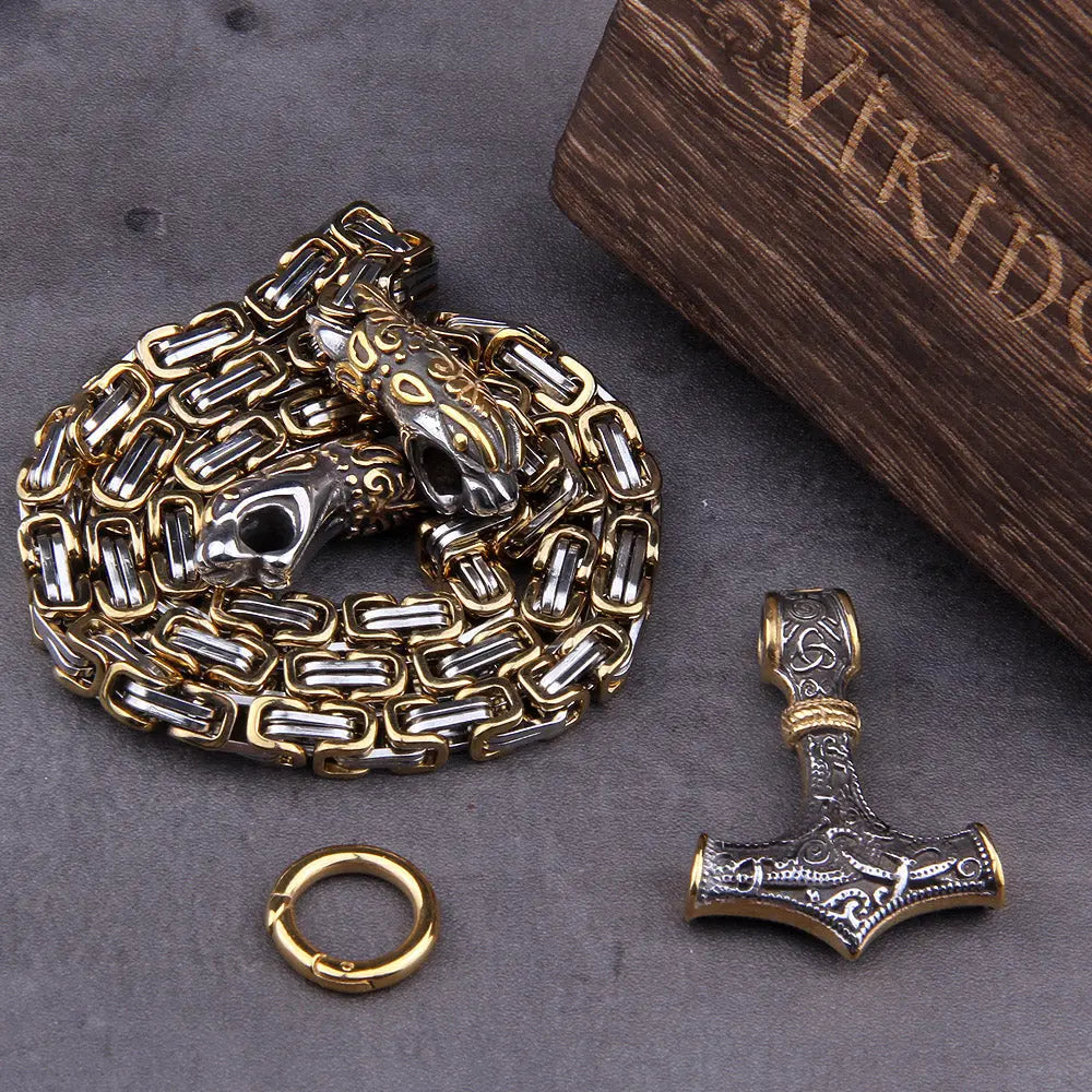 Collier Mjolnir Or et Argent - Viking Héritage