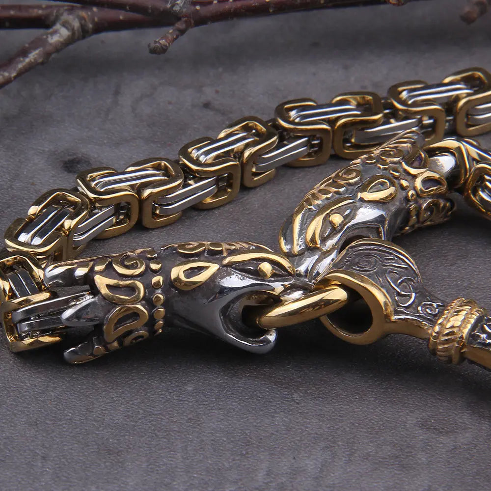 Collier Mjolnir Or et Argent - Viking Héritage