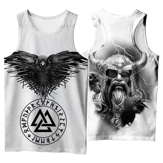 Débardeur "Valhalla Wolf" - Boussole Viking Avec Runes D'Odin - Motif Mythologie Nordique - Coupe Classique - 4