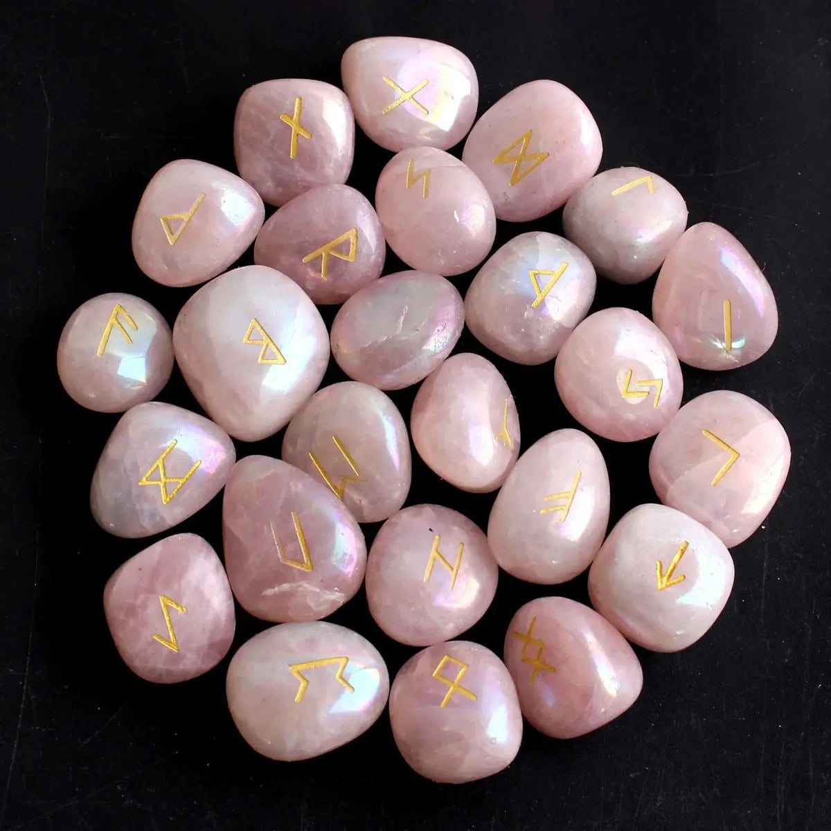 Ensemble 25 Runes en Cristal Agate pour Guérison Reiki Viking Héritage