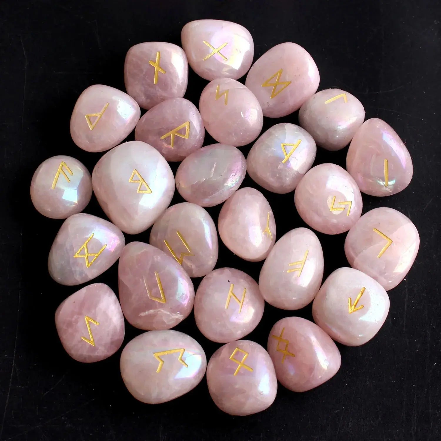 Ensemble 25 Runes en Cristal Agate pour Guérison Reiki Viking Héritage
