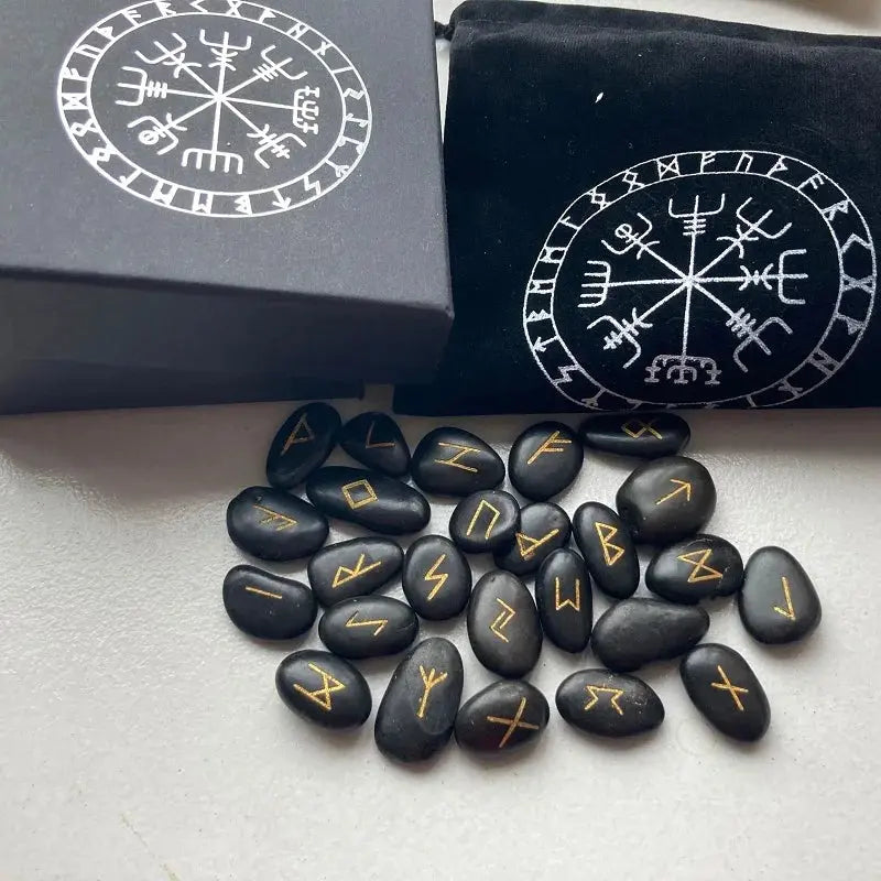 Ensemble de 25 Pierres Runiques Viking Gravées - Viking Héritage