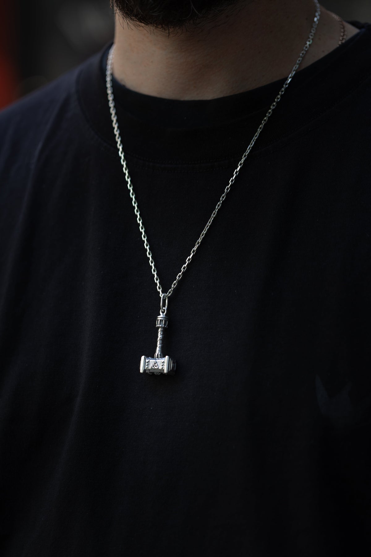 Pendentif Thor et Marteau Saga du Nord — Argent 925