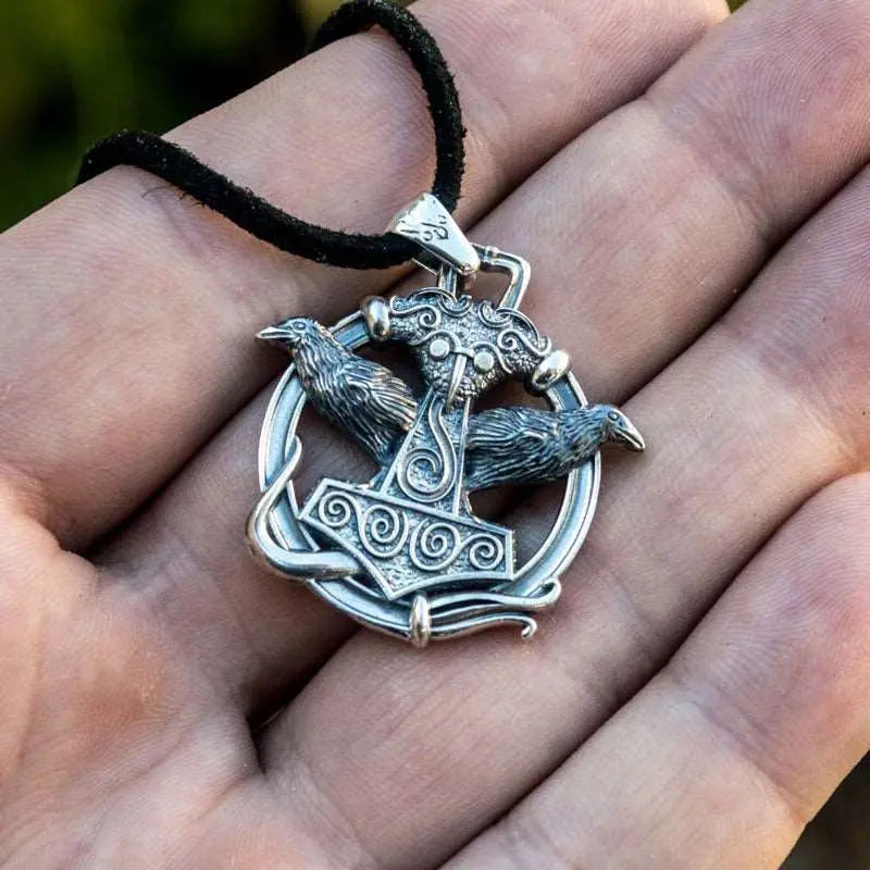 PENDENTIF MJOLNIR FENRIR HUGIN ARGENT STRELING .925 - Viking Héritage