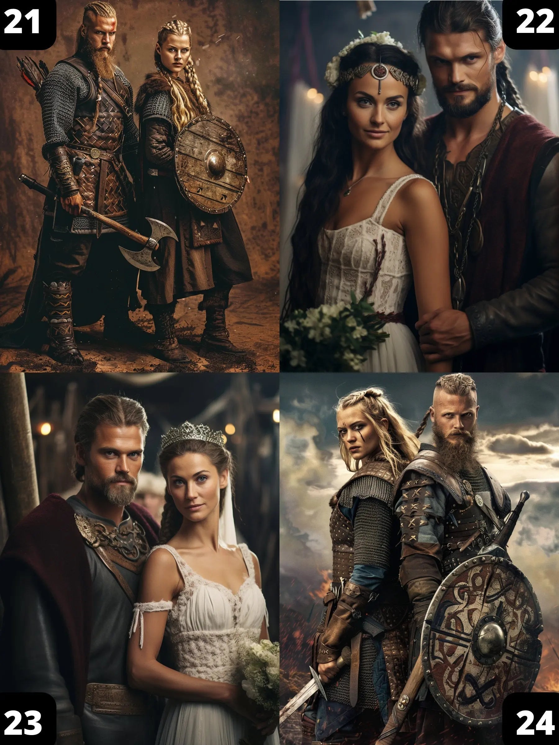 Portrait Personnalisé - Couple Viking - Viking Héritage