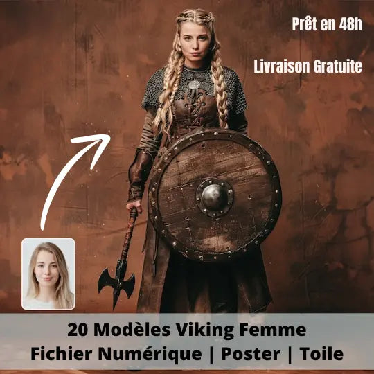Portrait Personnalisé - Femme Viking - Viking Héritage