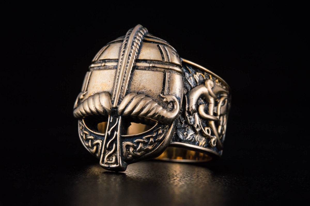 Bague Casque et Ornement Ragnar — Bronze