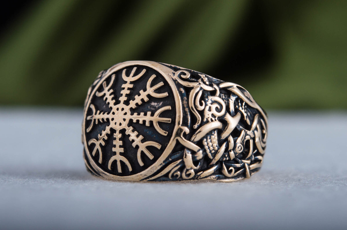 Bague Aegishjalmur et Style Mammen — Bronze