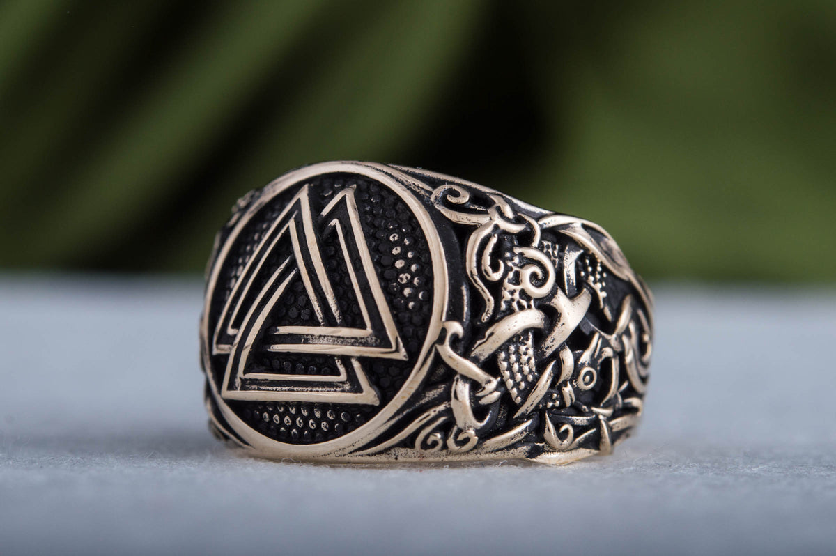 Bague Valknut et Style Mammen — Bronze