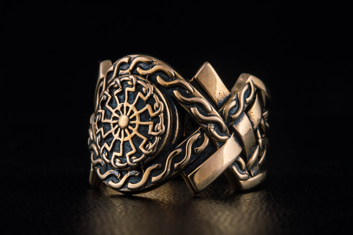Bague Soleil Noir et Ornement Bjorn — Bronze