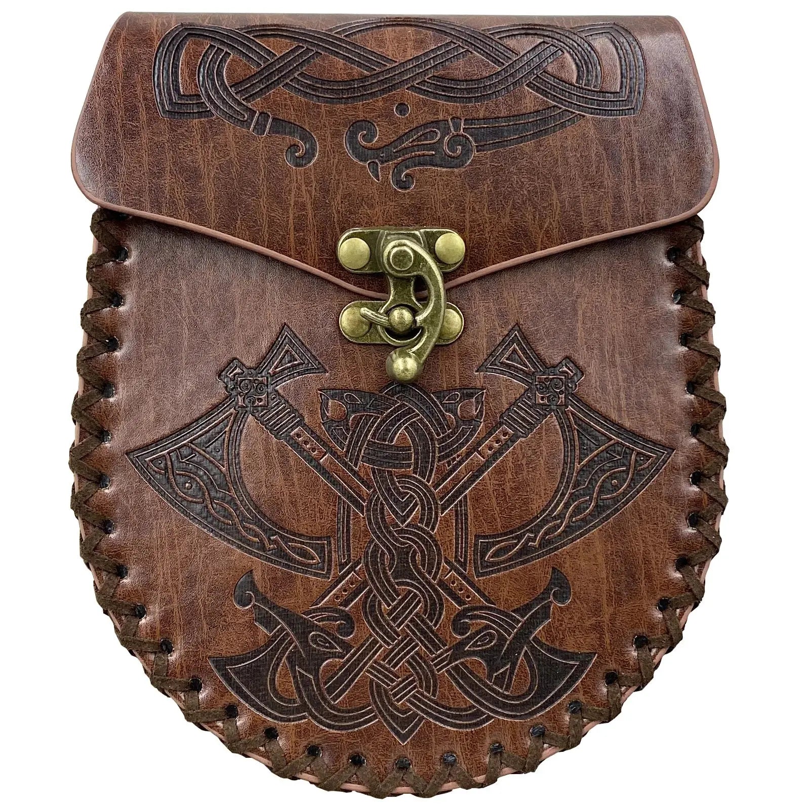 Sacoche Médiévale Viking En Faux Cuir - Porte-Monnaie Renaissance Avec Cordon (Marron)